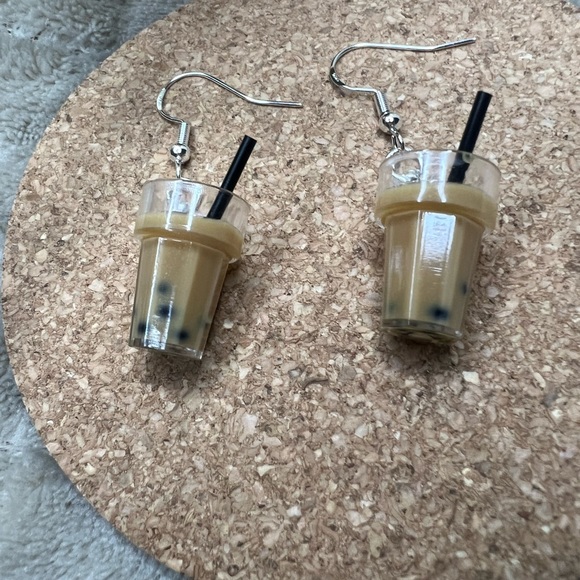 Boba Tea Dangle Earrings - Picture 2 of 3